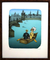 Iva Hüttnerová - Milenci na loďce - grafika 
